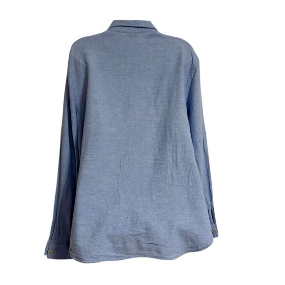 Orvis Classic Collection Blue Button-Up Blouse Long Sleeve Coastal Casual Chic - Picture 2 of 9